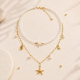Collar Doble Estrella de Mar Dorado Aura