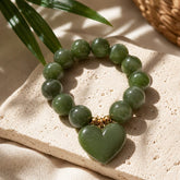 Pulsera Piedras Verde Dije Corazón Aura - Bambú Rosa Joyas y Accesorios