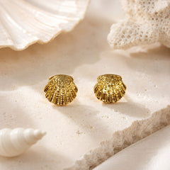 Aretes Maxi Topos Concha Dorados Mar y Arena
