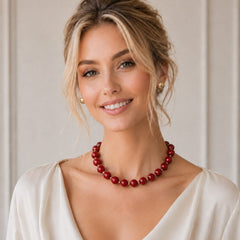 Maxi Collar Piedras Vino Ábaco Dorado Aura
