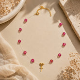 Collar Dije Cruz Invisible Cristal Rojo Dorado Aura - Bambú Rosa Joyas y Accesorios