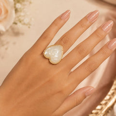 Anillo Maxi Corazón Nácar Dorado Amaré