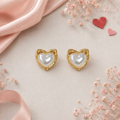 Aretes Maxi Topos Enredadera Corazón Perla Dorado Amaré