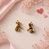 Aretes Topos Perro Bulldog Dorado Amaré
