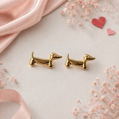 Aretes Topos Perro Salchicha Dorado Amaré