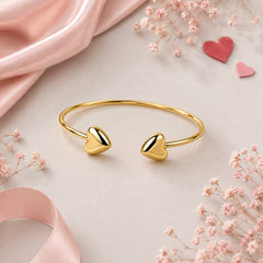 Brazalete Aro Doble Corazón Dorado Amore