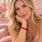 Pulsera Abaco Corazones Rojo Amore