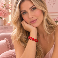 Pulsera Abaco Corazones Rojo Amore - Bambú Rosa Joyas y Accesorios