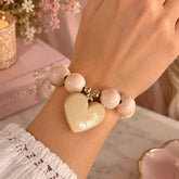 Pulsera Piedras Abaco Café Claro Dorado Amore