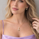 Set Collar Y Aretes Gota Perla Dorado