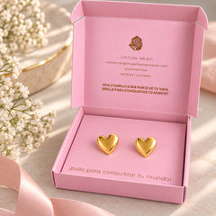 Aretes Topos Corazón Dorado Florecer - Bambú Rosa Joyas y Accesorios