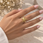 Anillo Maxi Estrella de Mar Dorado Mar y Arena