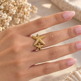 Anillo Maxi Doble Estrella de Mar Dorado Mar y Arena