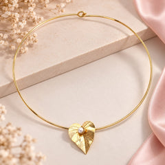 Collar Maxi Aro Dije Flor Perla Anturio Dorado - Bambú Rosa Joyas y Accesorios
