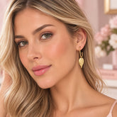 Aretes Candongas Cuadradas Hoja Doradas Musa - Bambú Rosa Joyas y Accesorios