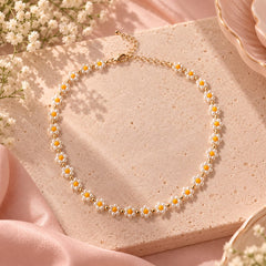 Collar Choker Mostacilla Girasol Blanco y Amarillo Dorado Creer