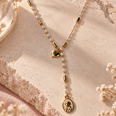 Collar Corbatin Perla Dije Maria Dorado Creer