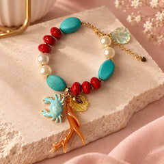 Pulsera Dijes Surtidos Con Piedras Naturales Dorada Creer