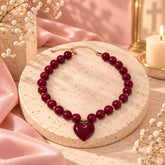 Collar Abaco Con dije Corazón Vino Tinto Creer - Bambú Rosa Joyas y Accesorios