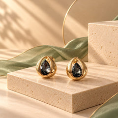 Arete Topo Gota Piedra Brillante Dorado Esplendor