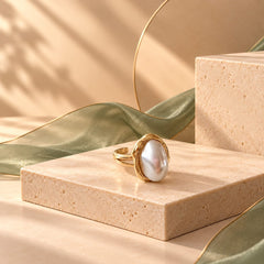 Anillo Maxi Perla Dorado Esplendor
