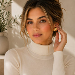 Aretes Maxi Topo Dorados Florecer - Bambú Rosa Joyas y Accesorios