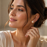 Aretes Topos Bola Perla Dorados Florecer - Bambú Rosa Joyas y Accesorios