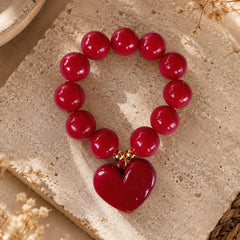 Pulsera Piedras Vino Dije Corazón Aura