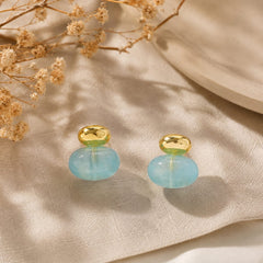 Aretes Maxi Topos Piedra Azul Aura