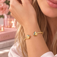 Brazalete Aro Doble Corazón Dorado Amore