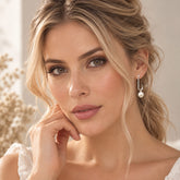 Aretes Candongas Cuadradas Perla Plateada Musa - Bambú Rosa Joyas y Accesorios