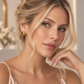 Aretes Topos Bola Dorados Florecer - Bambú Rosa Joyas y Accesorios