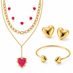 Set Topo Collar Y Pulsera Corazón Dorado