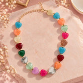 Maxi Collar Piedra Natural Corazones Multicolor Creer