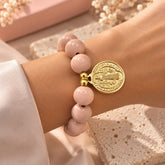 Pulsera Piedra Café con Dije San Benito Creer
