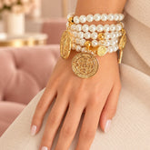 Set Pulseras x 5 Dijes San benito Dorado Creer
