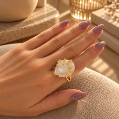 Anillo Ramada Dorado Perla Redonda Esplendor