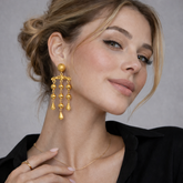 Aretes Articulados esferas Conexión Dorado - Bambú Rosa Joyas y Accesorios