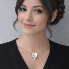 Collar Maxi Aro Dije Flor Perla Anturio Plateado - Bambú Rosa Joyas y Accesorios