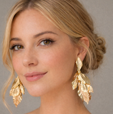 Aretes Dorados Hoja Verano - Bambú Rosa Joyas y Accesorios