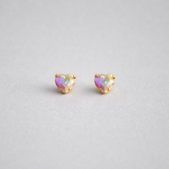 Aretes Topos Cristal Corazón Boreal - Bambú Rosa Joyas y Accesorios