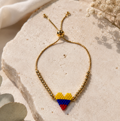 Pulsera Corazón Miyuki Colombia Dorada