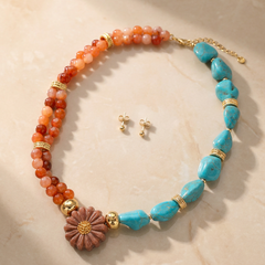 Set Collar Y Topo Balin Dije Margarita Piedras Naturales Amore