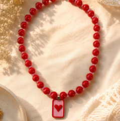 Maxi Collar Ábaco Rojo Corazón