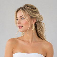 Aretes Hoja Espinas Cadenas florecer - Bambú Rosa Joyas y Accesorios