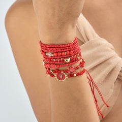 Pulsera Chaquiras Roja Amor Botanica - Bambú Rosa Joyas y Accesorios