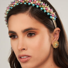 Diadema Tejida Multicolor Turquesa - Bambú Rosa Joyas y Accesorios