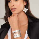 Pulsera Brazalete Cebra Plateado - Bambú Rosa Joyas y Accesorios