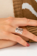 Anillo Plateado Cebra - Bambú Rosa Joyas y Accesorios