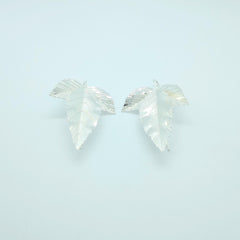 Aretes Gancho Hojas Plateadas - Bambú Rosa Joyas y Accesorios